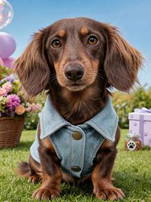 PETCIRCLE 1PC Pet Clothes Small Dog Puppy Cat Cute Pet Autumn/Winter Personalized Collar Design Outdoor With Leash Buckle Mommy's Princess Coat - Blue - View 3
