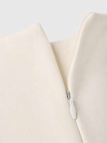 Apperloth A High Waist Solid Color Elastic Stitching Detail Casual Slim Fit Shorts, Suitable For Music Festivals, Weddings, And Daily Wear White Summer - White - View 9