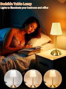 1PC Fabric & Metal LED Desk Lamp, USB Rechargeable, Minimalist Design, Fabric Lampshade, Suitable For Bedroom Lighting, Retro Style Restaurant Decor Atmosphere Table Lamp, Bedroom Bedside Lamp, Bedside Lighting, Atmosphere Lighting, Modern Lighting, Minimalist Design, Metal, Decorative Lamp Night Light - Multicolor - View 3
