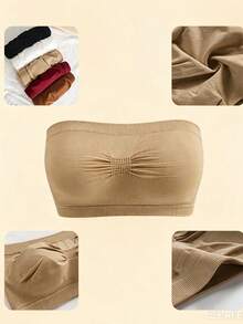 3pcs Plus Size Women's Push-Up Lift Anti-Sag Strapless Wire-Free Invisible Comfortable Sexy No Padding Bandeau Bra - Multicolor - View 6
