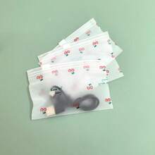 100 Pcs Creative Cherry-Print Transparent Frosted Zipper Storage Bag, Portable Jewelry And Small Accessories Organizer Pouch, Waterproof Frosted Travel Storage Bag For Earrings, Rings,Cosmetics,Home And Travel Use,New Year,Back To School Gift - Multicolor - View 10