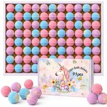 91pcs Mini Bath Bombs Gift Set, 15g/0.53oz Each, 3 Scents, Random Assorted Color Mix, Colorful Fragrant Bath Fizzies, Holiday Gift For Birthdays, Christmas, Easter, Halloween, Thanksgiving & Valentine' Day - Multicolor - View 10