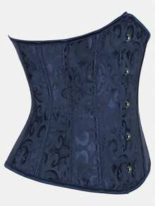 Court Style Jacquard Waist Cincher With Front Buckle And Back Lace-Up, Fishbone Corset For Daily Wear, Party And Halloween Outfit - Multicolor - View 73
