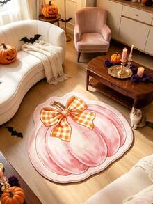 1 pieza Alfombra decorativa con lazo de calabaza rosa, decoración de dormitorio, alfombra pequeña, alfombra, decoración del hogar, alfombra de sala de estar, alfombra pequeña de sala de estar, alfombra de dormitorio, decoración del hogar de sala de estar, alfombra de exterior, alfombra lavable, regalo de graduación - Multicolor - Ver 4