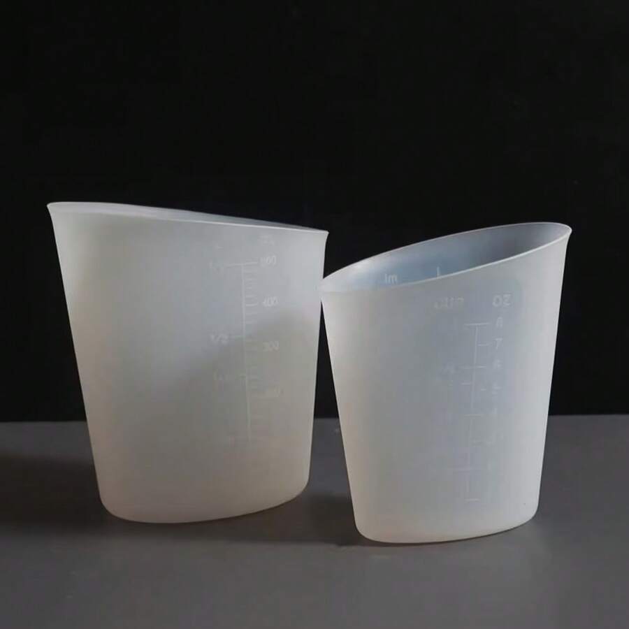 Cốc đo resin silicone trong suốt nghiêng, cốc pha trộn và rót trong suốt dày chuyên dụng với vạch chia chính xác, chống dính tái sử dụng, phù hợp cho epoxy resin, làm nến, thủ công thạch cao, làm xà phòng, đổ khuôn, lựa chọn lý tưởng cho người đam mê thủ công - Trắng - Xem 1