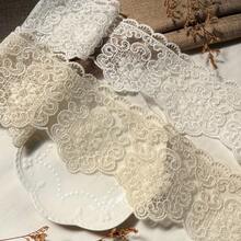 1/5" 白色與杏色花卉刺繡蕾絲飾邊，扇形蕾絲緞帶，復古歐式風格蕾絲，適用於縫製、衣物、洋裝、裙子、娃娃衣服、婚禮裝飾、DIY手工、服裝飾邊與家居裝飾 - 多色F - 查看 3