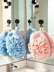 1pc 2-In-1 Exfoliating Bath Glove (Exfoliating Bath Glove + Shower Scrub Ball) With 1pc Portable Hook - Soft Scrubbing Surface, Suitable For Body, Face, Spa And Massage - With Hook For Convenient Storage - Black, Suitable For Bathroom And Salon - Multicolor - View 3