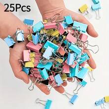 25pcs Random Color Long Tail Clips, Rust-Proof Strong Metal Paper Clips For Home Office Organization, Back To School Essential - Sets - View 9