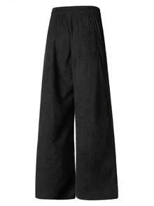 1pc Women's Spring/Autumn Soft Comfortable Breathable Straight Leg Corduroy Jogging Pants, Running Fitness Sports Long Pants - Black - View 11
