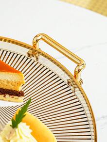 1pc Transparent High-Foot Round Tray, Snack Fruit Dried Fruit Tray, Suitable For Party Holiday Gathering - Brown - View 4