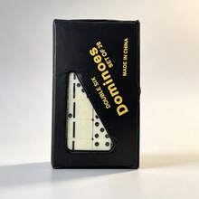 Double Six Dominoes Set, 28 Ivory Dominoes, Classic Tabletop Board Game, With Storage Box - Black and White - View 6