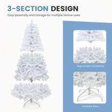 Yitahome 182cm White Artificial Christmas Tree – 818 Tips, Dense Realistic Branches, Fir With Foldable System & Metal Stand, Quick Assembly, Extra-Wide 115cm For Home & Shop - White - View 4