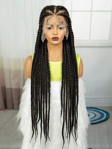A ANYTIME Heat-Resistant Woven Synthetic Lace Wig - Easy To Wear And Style For Beginners - Designed For Women's Daily Wear, Halloween - Black - View 6