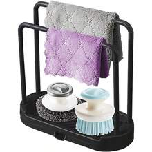 Countertop Kitchen Dish Drying Rack With Drainage Tray, Metal Napkin Holder & Sponge Brush Storage Rack, Sturdy Multi-Functional Sink Area Organizer, Suitable For Home Kitchen Daily Cleaning Tools Organization And Space Saving - Multicolor - View 5