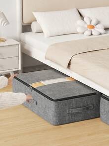 1pc Extra Large Capacity Underbed Storage Bag: Grey Fabric Design, Drawer-Style Storage Bag, Seasonal Clothing Storage Bag, Easily Store Bedding And Clothes, Space-Saving, Home Essential, Suitable For Dorms - Grey - View 10
