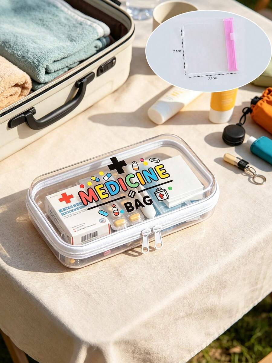 Kotak Pelindung Ritsleting Keras Transparan Motif Medis, Tas Medis, Tas Perlengkapan Mandi, Tas Penyimpanan Perjalanan PVC, Desain Ritsleting, Tas Perlengkapan Mandi Rias Ringan Tahan Pudar, Tas Ritsleting Plastik Keras, Tas Ritsleting Transparan, Bahan Plastik, Mudah Dibersihkan, Perlengkapan Perjalanan Penting