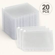 20/10/5pcs Frosted Zipper Folders, 6-Hole PVC Cash Envelopes Budget Folders, Transparent Storage Bags For Storing Invoices, Cards, Coupons And Stickers - Sets - View 1