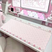1pc Pink Bow Strawberry PU Leather Mouse Pad, Office Desk Mat, Computer Fast Typing Carpet Pad, Gamer Laptop Keyboard Desktop Mat, Cartoon Cute, Waterproof, Anti-Slip, Oil-Resistant - View 1