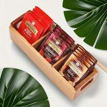 1PC Wooden Tea Bag Organizer 3 Slot Tea Storage Holder Box Wooden Color - Multicolor - View 4