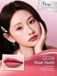 ROCK SWEET Debut Night 系列鏡面唇釉，輕盈顯色，晶瑩透明薄膜，持久玻璃鏡面光澤 - QC04 玫瑰 - 查看 2