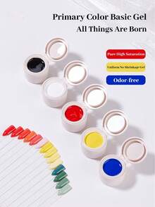 BAOSHIMAN Boshiman 3-Primary Color Basic Gel Nail Polish, 3-In-1 All-Purpose Painting Gel, Super Brightening, Professional Nail Salon Use, Colorful - Multicolor - View 2