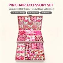 534pcs/121pcs Pink Full Set Hair Accessories, Bow Hair Clips, Flower Hair Clips, Elastic Hair Bands, Multiple Decorative Hair Accessories, Suitable For Women's Daily Wear - Multicolor - View 3