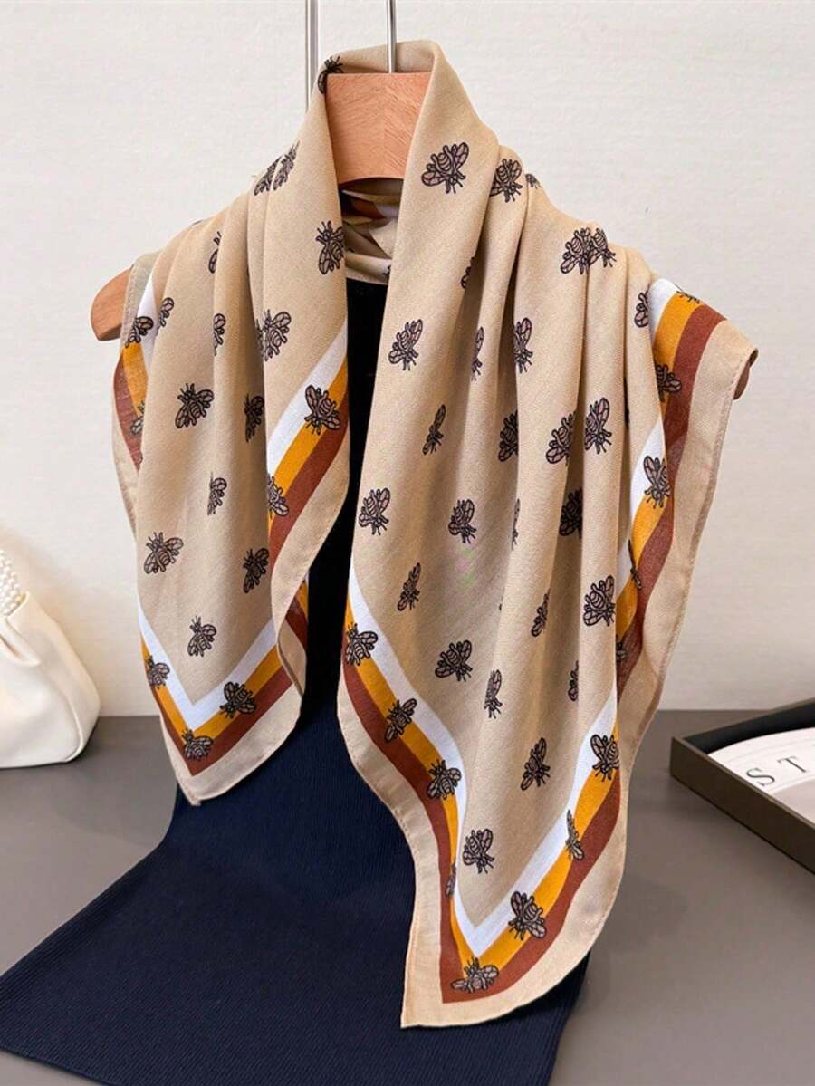 極簡印花 70cm 正方形絲巾 春季新款 多功能女款腰帶 包包裝飾 緞帶 頭巾 髮飾 時尚圍巾 - 彩色 - 查看 1
