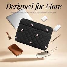 Laptop Sleeve With Embroidered Bows 11,13-14, 15-16 Inch Laptop Case, Compatible With 11-16 Inch Chromebook PC Notebook - Black - View 4