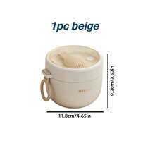 1pc Beige Bento Box With Utensils, Microwave Adult Lunch Box, 3-Compartment Food Storage Container, Insulated Lunch Bag, Stackable Leak-Proof Lunch Box - View 9