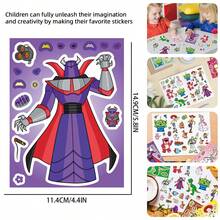1set/8pcs Cartoon Style DIY Character Sticker Set, Multi-Design Mixed Puzzle Stickers, Desktop Holiday Decoration Display Kit, Multi-Purpose Party Game And Photo Booth Props, Perfect For Birthday Celebrations, Family Gatherings, Social Events, Holiday Parties, Cartoon Theme Parties, Scene Styling, Indoor Parties And Various Festival Celebrations - Multicolor - View 5