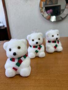 Set Of 3 Decorative Bears - White - View 6