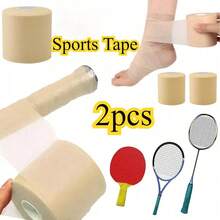 2pcs New Sports & Outdoor Supplies Comfortable Grip Film Sports Accessories Tennis Badminton Racket Cover Rubber Bandage Sports Tape Badminton Racket Handle Grip Racket Accessories - Beige - View 1
