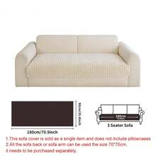 SANMOSPIN 1pc Solid Color Plush Sofa Cushion, All-Season Machine Washable Pet-Friendly Sofa Cover, Suitable For Armchair, 2-Seater, 3-Seater, 4-Seater Sofa, Bedroom, Office, Home Decor - Beige - View 12