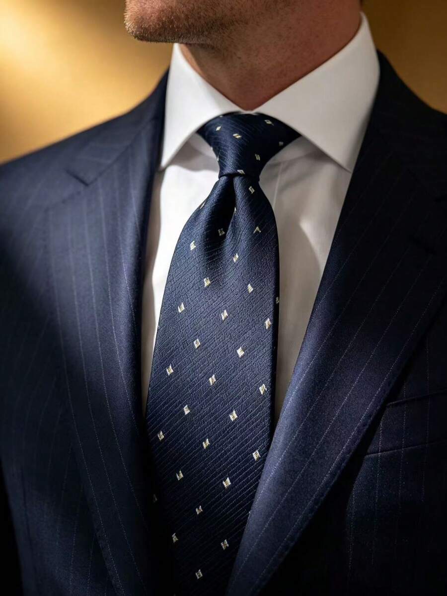 1pc Fashionable High-End Tie Suitable For Business Travel, Casual, Dinner, Wedding - Black - View 1