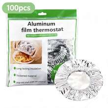 100Pcs Expandable Aluminum Foil Food Covers, Disposable Stretch Tin Foil Plate Lids, Heat Insulation Universal Food Cover For Plates Bowls, Kitchen Leftovers, Picnic & Catering Use - Silver - View 10