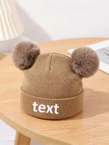 1pc Personalized Name Winter Knit Hat, Customized Newborn Baby Toddler Children Pom Pom Knit Hat, Personalized Name Knit Hat, Ideal Gift - Multicolor - View 7