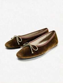 2026 Spring/Summer New Women's Bow Decor Ballet Flats - Green - View 7