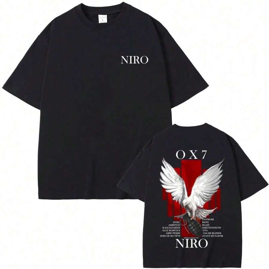 Christmas T-Shirt With Rapper Niro OX7 Album Design For Men And Women, Short-Sleeve Style Shirts, Hot Item