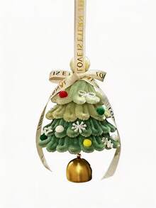 1pc Novelty Aesthetic Christmas Chenille Pipe Cleaner Tree & Wreath Hanging Ornament Set With Bell Charm, Ribbon Bow Snowflakes Xmas Tree Decor, Women Bag Key Chain Car Interior Rearview Mirror Door Knob Pendant, Winter - Multiple Colors and Styles - View 16