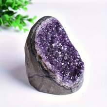 1pc Random Shape Amethyst Geode Decor, High Quality Amethyst, Bohemian Style. Decorative Stone, Crystal Gift. - Multicolor - View 11