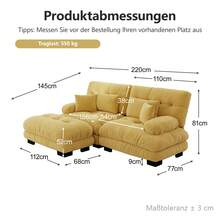 Sofa Yellow Made Of Chenille For Living Room - 黃色 2 人座 - 查看 7