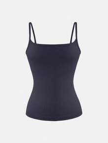 XLLAIS Sexy Backless Women Camisole, Elastic Casual Spaghetti Strap Tank Top, Summer - Dark Grey - View 8