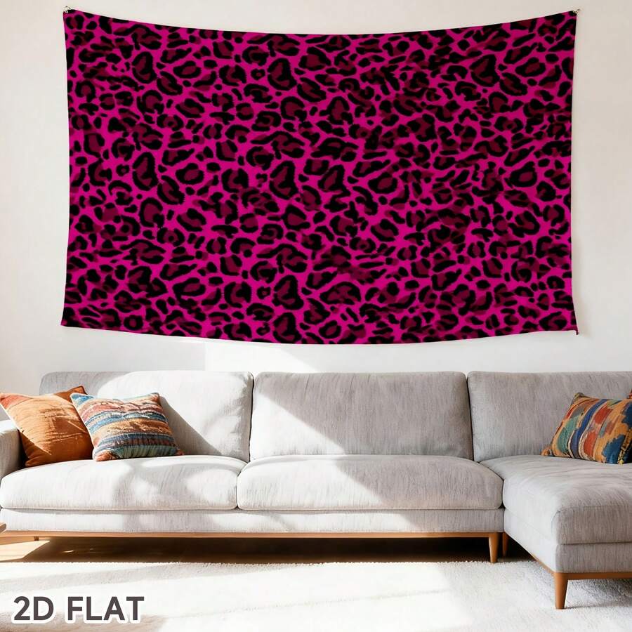 1pc Pink Leopard Print Wall Hanging Painting, Suitable For Bedroom Wall Decor, Living Room, Office And Party Decoration - Multicolor - View 1