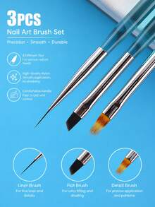 Professional Nail Art Brush Clear Blue Acrylic Handle Liner Drawing Painting Dotting Design Tool Kit For DIY Manicure - Baby Blue - View 4