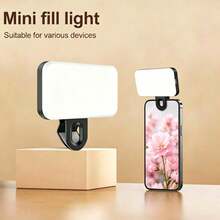 1pc Detachable Clip-On Phone Fill Light, With Adjustable Bracket, Adjustable White/Warm/Natural Light, Rechargeable, Compact And Portable, Suitable For Laptop/Phone/Tablet/Video Call/Makeup, Perfect For Selfie And Live Streaming, Portable Fill Light. Featuring Matte Back Design, Enhanced Texture, High Portability For Daily Use - Rectangular Style - View 6