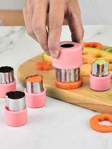5pcs/8pcs Stainless Steel Fruit, Vegetable And Cookie Cutter Set, Includes Press Mold And Butterfly Shape, Suitable For Kitchen Baking And DIY Creative Lunch Decoration Set - Multicolor - View 1