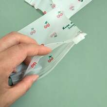 100 Pcs Creative Cherry-Print Transparent Frosted Zipper Storage Bag, Portable Jewelry And Small Accessories Organizer Pouch, Waterproof Frosted Travel Storage Bag For Earrings, Rings,Cosmetics,Home And Travel Use,New Year,Back To School Gift - Multicolor - View 9