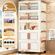 Foldable Storage Box 1/4/5 Layers, Large Double Opening Storage Organizer, Large Storage Box With Lid And Wheels For Clothes, Snacks, Books, Home Office Outdoor Foldable Container, Kitchen Storage Organizer - View 3