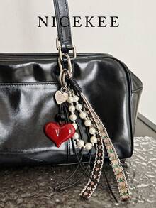 Nicekee Heart Pendant Beaded Braided Strap Keychain, Clip-On Bag Charm, Phone Pendant, Creative Vintage Daily Travel Key Ring, Gift Accessory For Small Item Storage - Multicolor - View 9