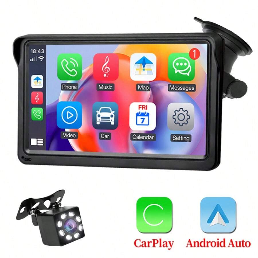 7 Inch Universal Wireless CarPlay And Android Auto Portable Display Compatible With All Car Models - A - View 1